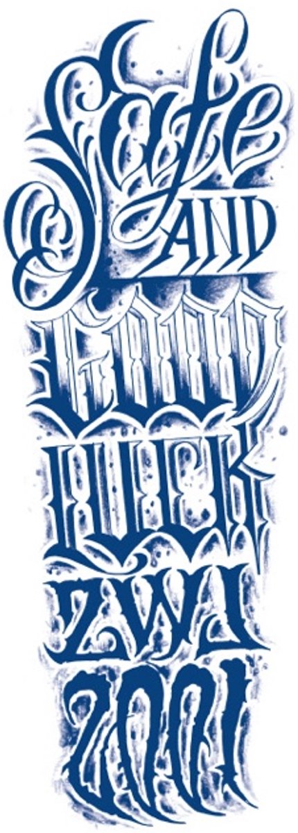 Tijdelijke sleeve tattoo tekst Safe and Solid 2 weken