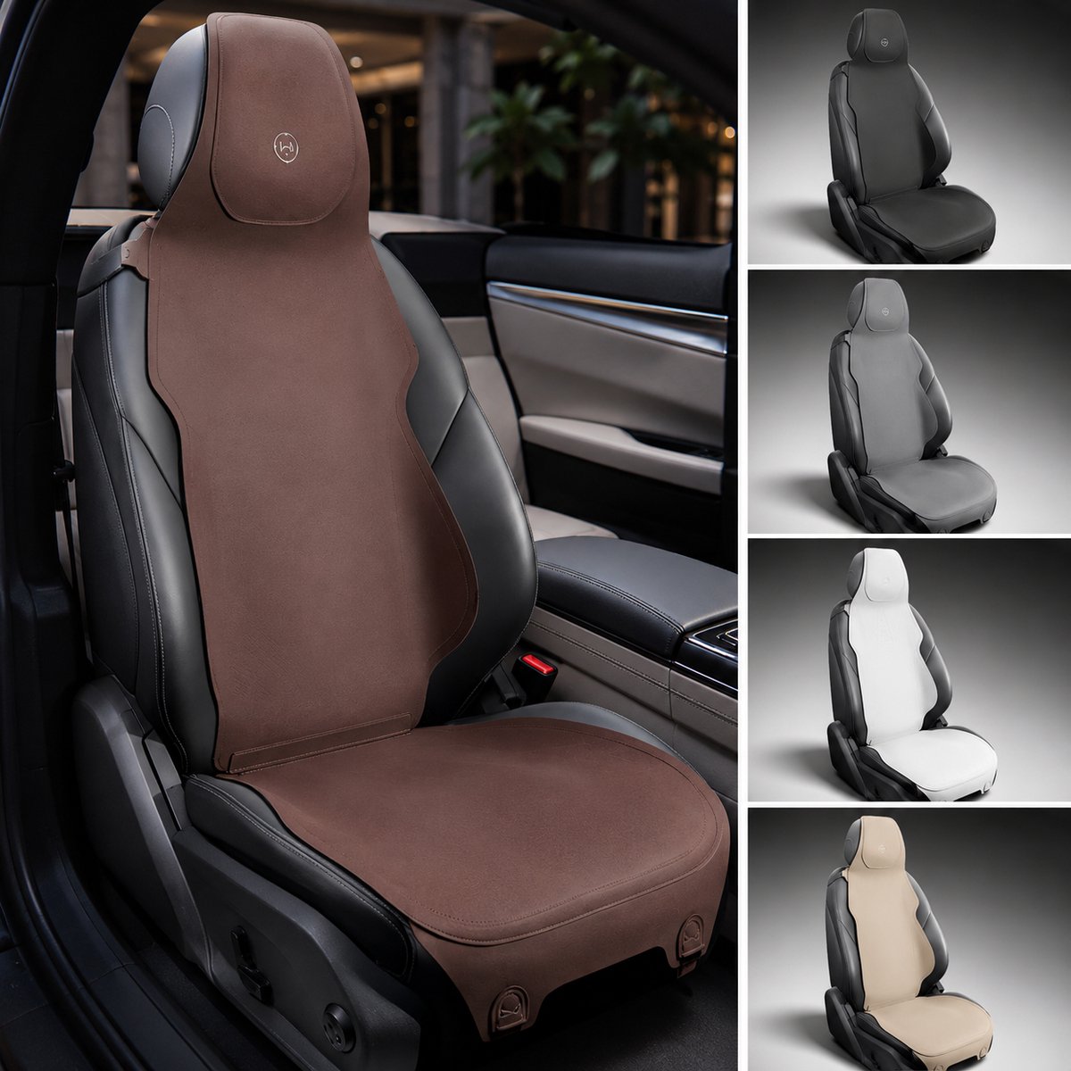 AIM Autostoelbeschermer – Luxe PU Imitatieleer Zit- en Rugkussen - Set van 2 – Toyota Verso 3 – Airbag Compatibel - M14 - Koffiebruin