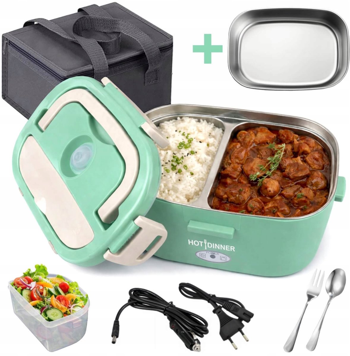 Elektrische Lunchbox 1,5L met 3 Kommen & 12V/24V/230V Voeding