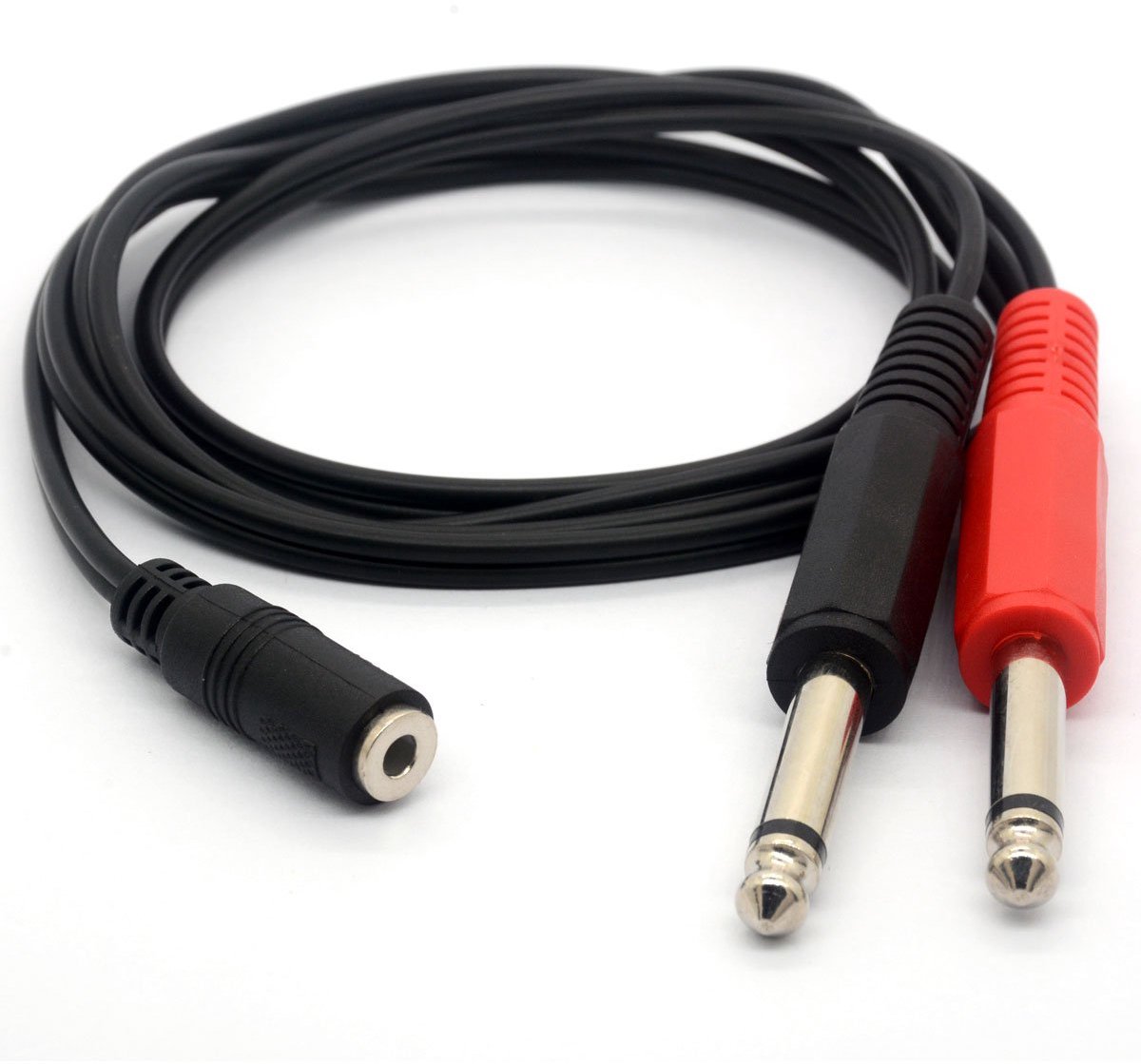 3.5mm (Mini) 1/8"TRS Stereo Buchse auf 2 Dual 1/4" 6.35mm Mono TS Stecker Y Splitter Cable Audio Adapter Stereo - ShopVlot