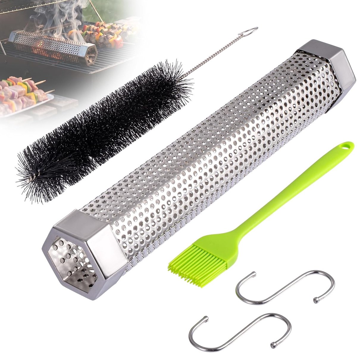 Pellet-rookbuizen set van 3 - roestvrij staal - inclusief accessoires - ideaal voor buiten grillen - ShopVlot