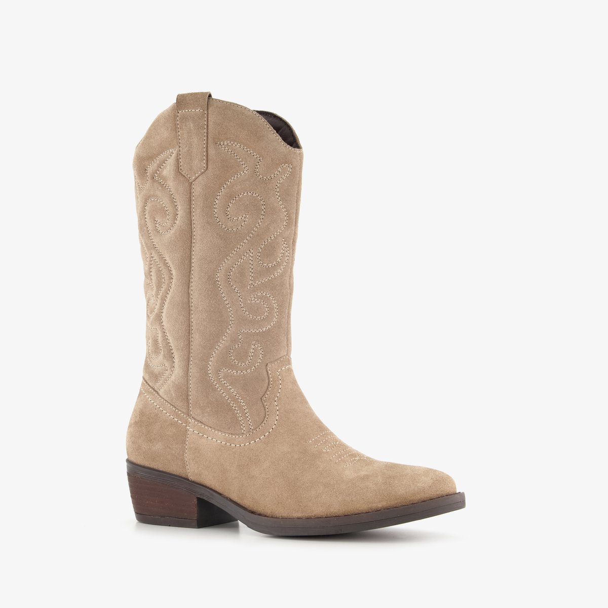 Harper suède dames cowboylaarzen beige - Maat 36 - Echt leer