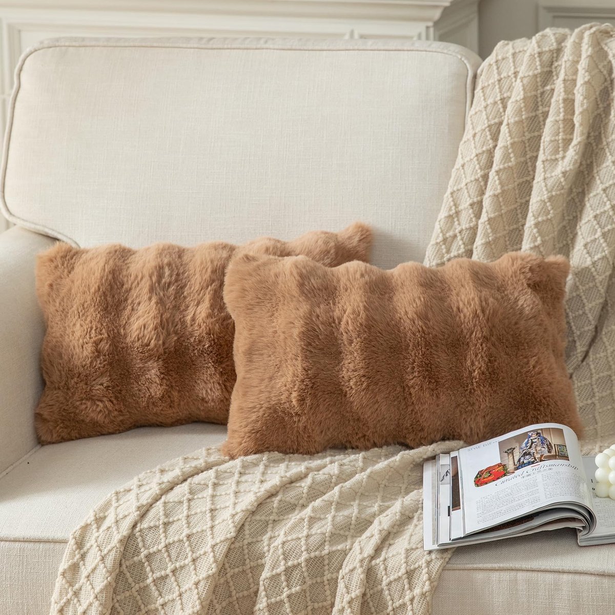 Kussenhoezen 12 x 20 inch - Dikke zachte wol - Neppels - Luxe uitstraling voor bank of slaapkamer - ShopVlot