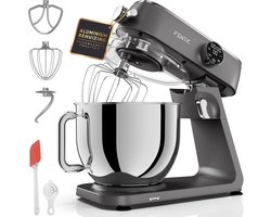 Fentic Keukenmachine 1800W, Keukenrobot met 7l RVS Mengkom, Incl. Menghaak, Garde, Deeghaak en Extra Accessoires, Keukenmixer Met Timer en 10 Snelheden