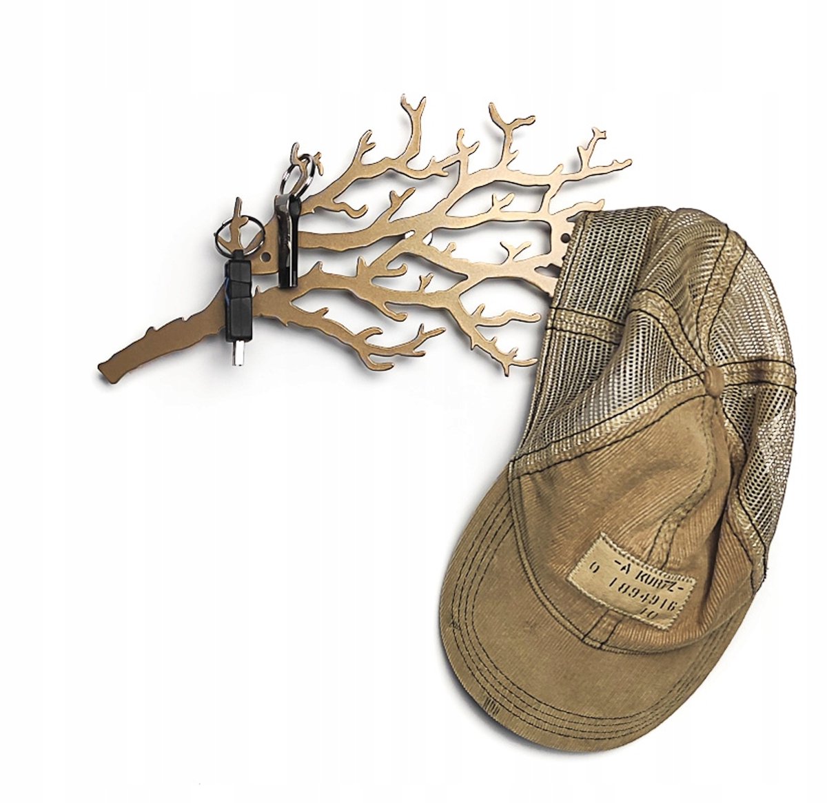 Gouden Sleutelhanger 'Tak #2' - Decoratieve Wandhanger