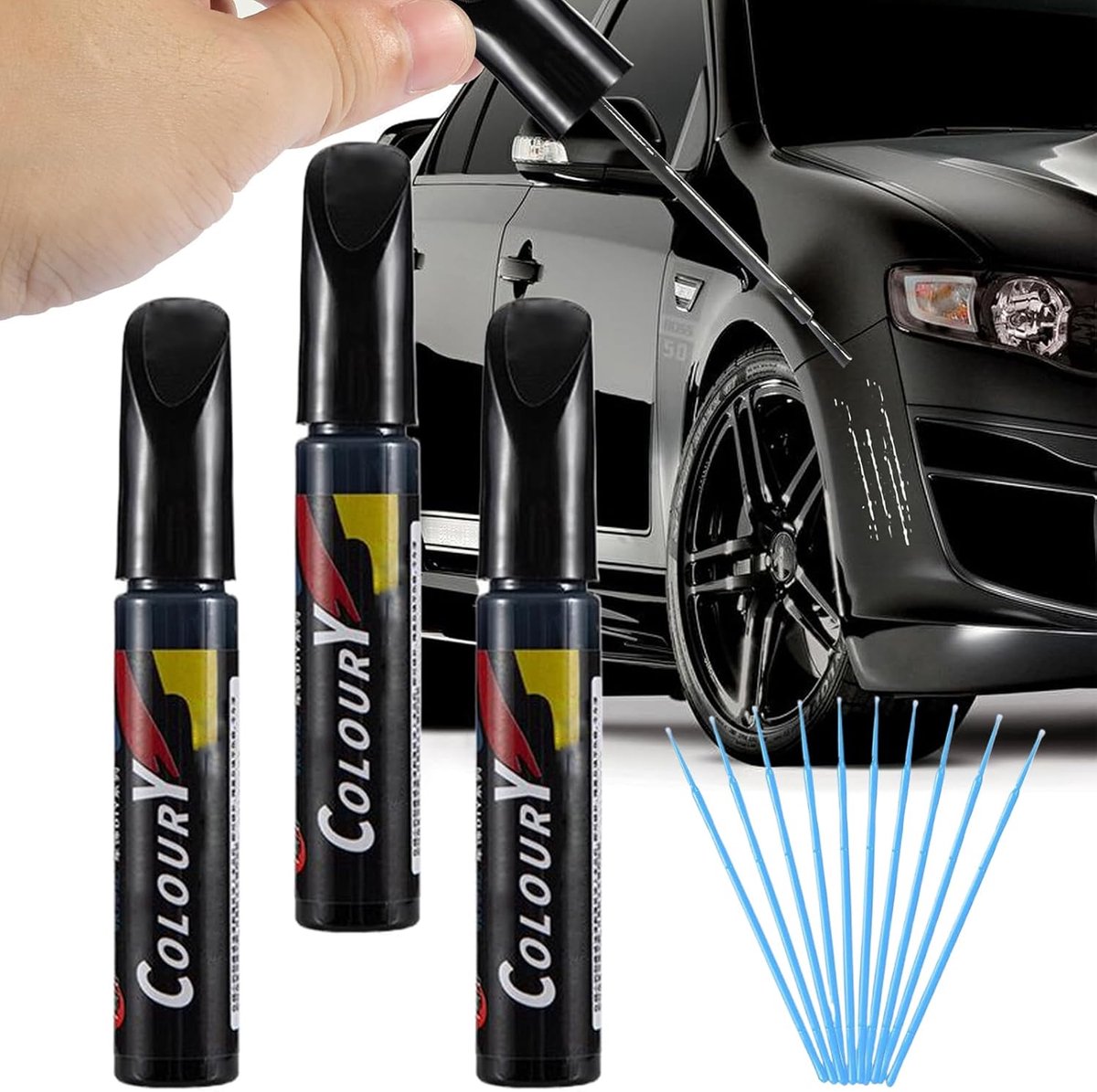 Car Paint Pens Set van 3 - Zwarte Glanzende Verf - Krasbestendig - Voor Professionele Afwerking - ShopVlot