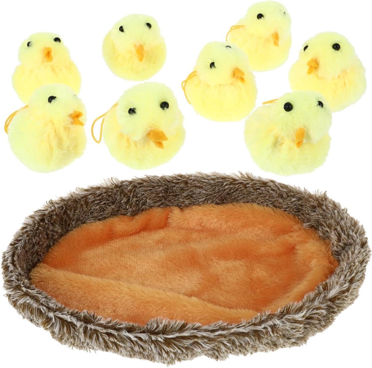 Mini Kip Speelgoed - Pluche Kuikens - Paasdecoratie - Met Kippennest - 23x19cm - Geel