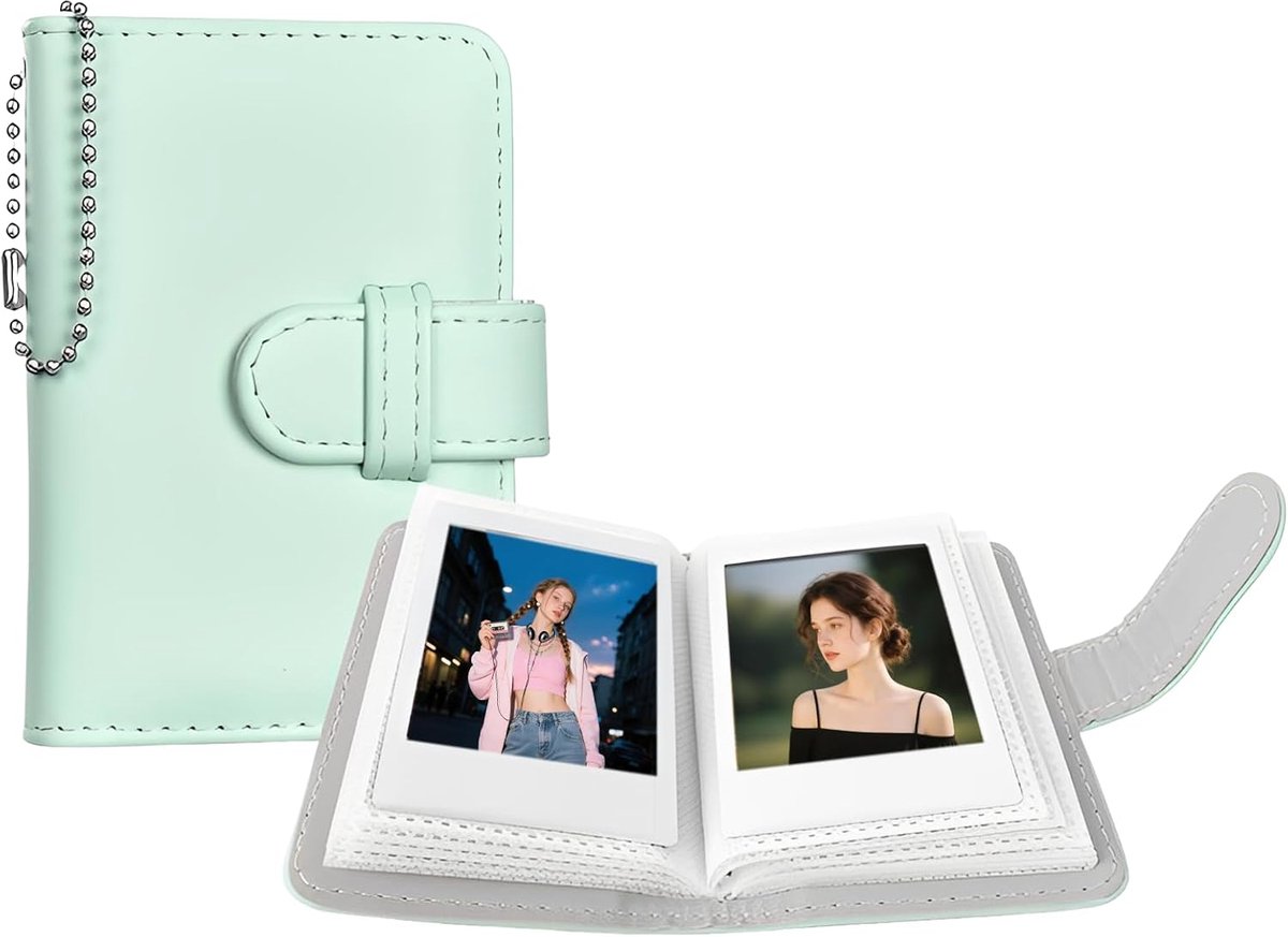 Mini fotoalbum met 32 vakken - PU-leer - draagbaar met sleutelhanger - voor Fuji Instax Mini camera's - ShopVlot