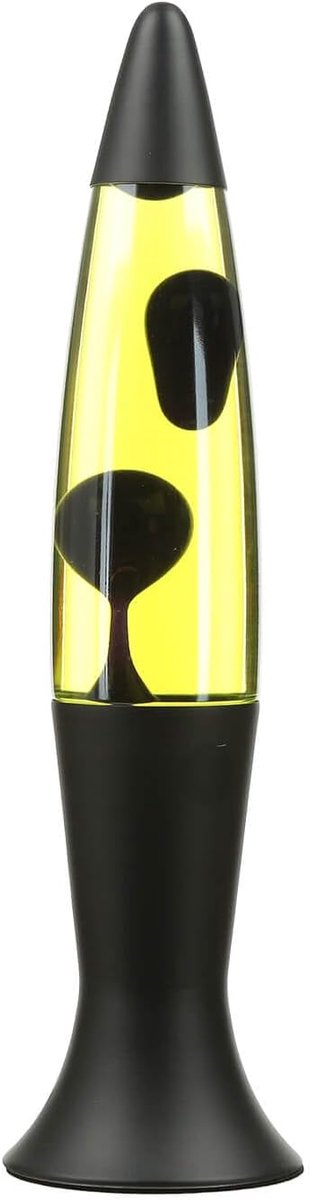 Lavalamp Retro 40cm - Glazen Aluminium Zwart Geel - Sfeervolle Tafel Lamp - Creëer een Ontspannen Sfeer - ShopVlot