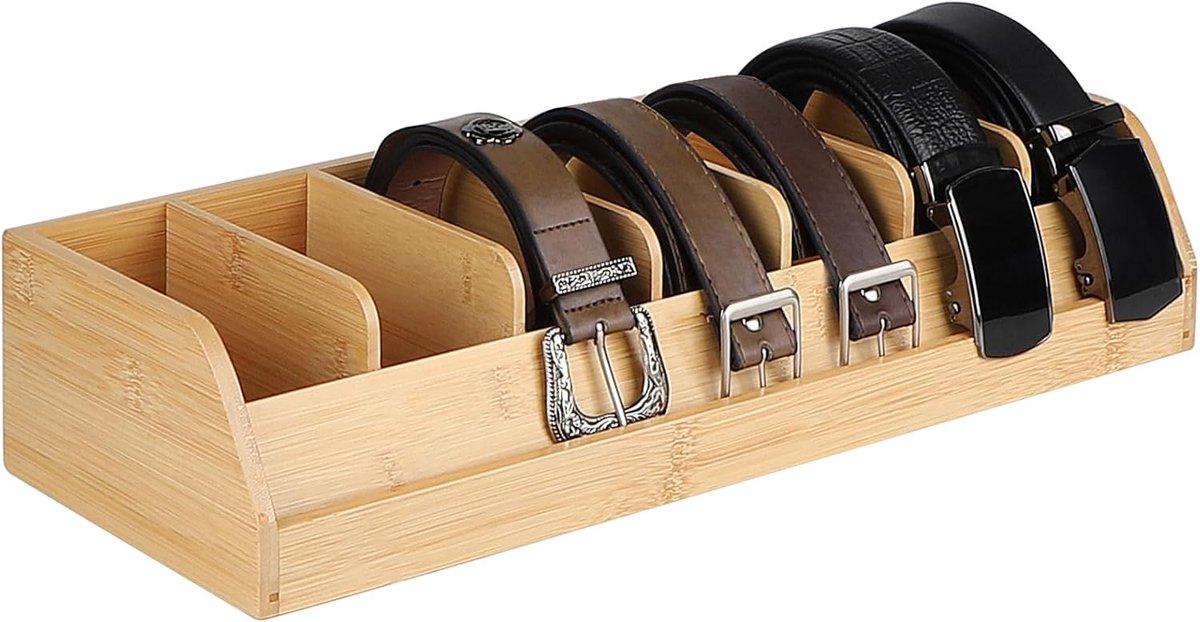 Belt organiser met 7 compartimenten - bamboe materiaal - elegant design - optimaal georganiseerd - ShopVlot