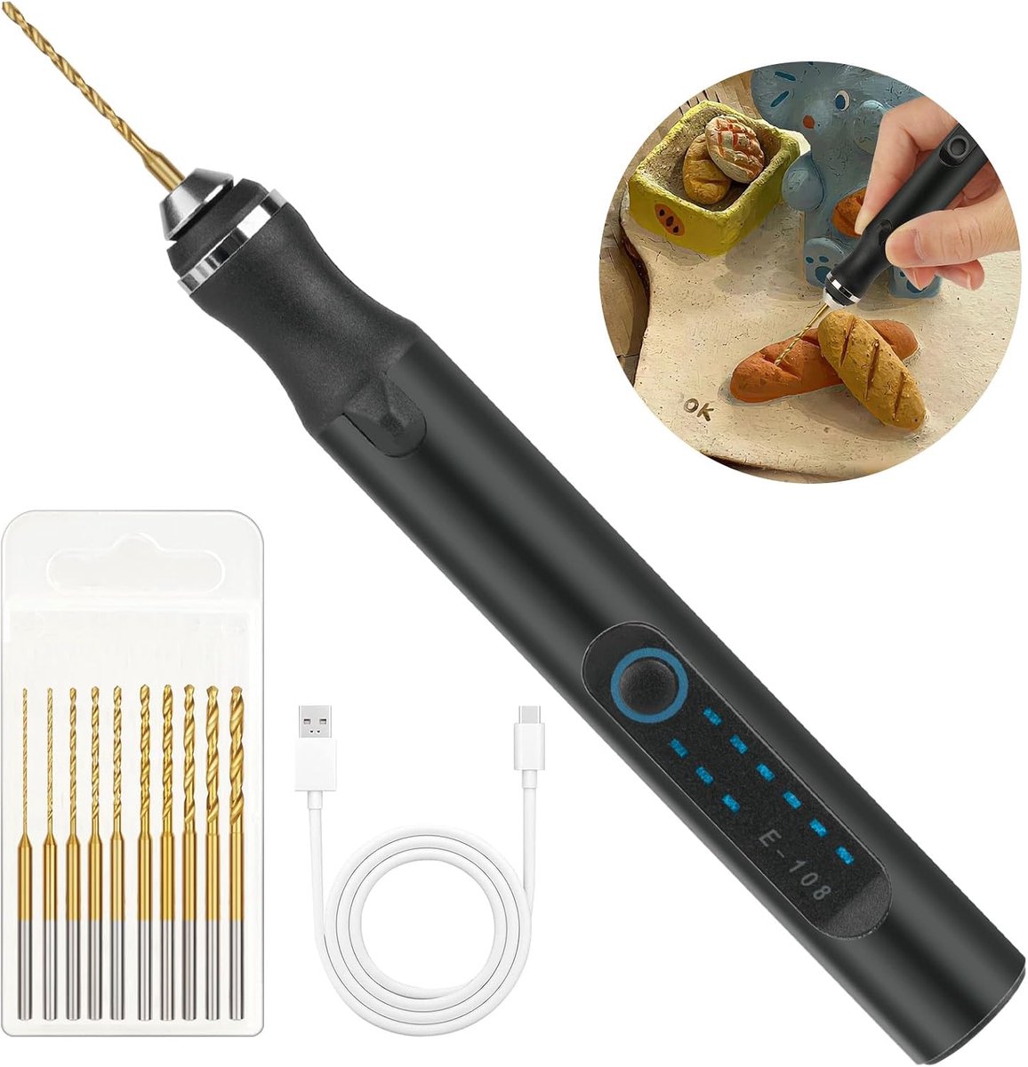 Mini draadloze elektrische boormachine - 3 snelheden - USB opladen - Voor sieraden en houtbewerking - ShopVlot