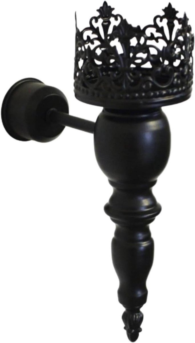 Wandkandelaars 3 stuks - Kaarsen schans houder - Sfeer creëren - Rustiek decoratief - 8cmx25cm - Zwart