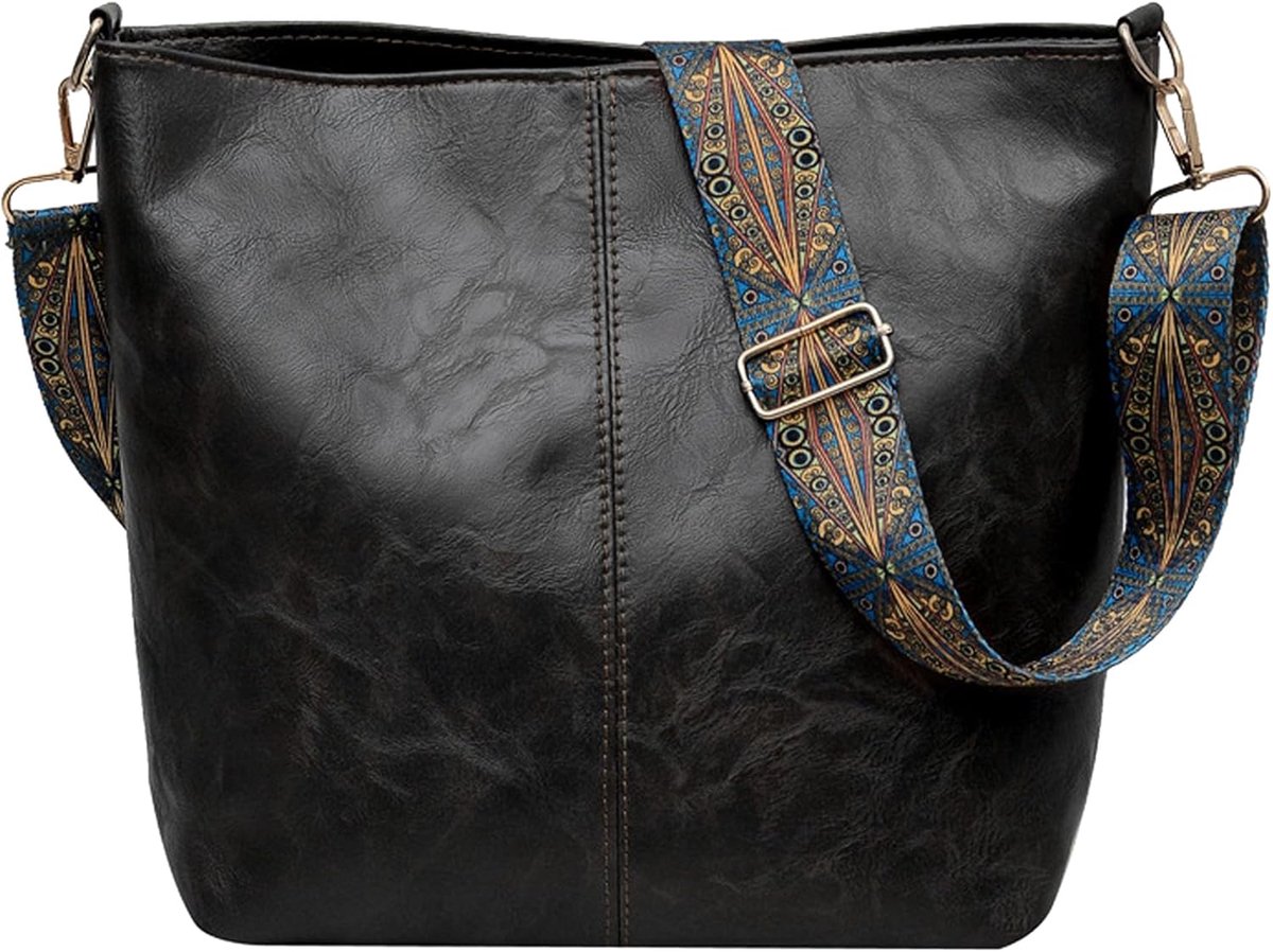 Schoudertas Dames - Grote PU Leren Handtas - Verstelbare Afneembare Schouderband - Ideaal voor Werk - SnelShoppen