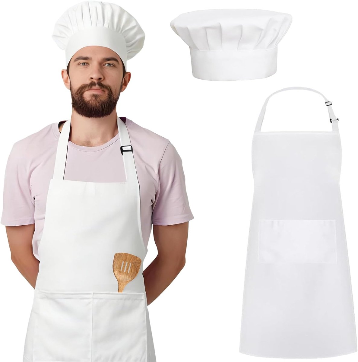 Keuken Schort met Chef Hoed - Verstelbaar en Waterproof - Voor Koken en Barbecue - SnelShoppen