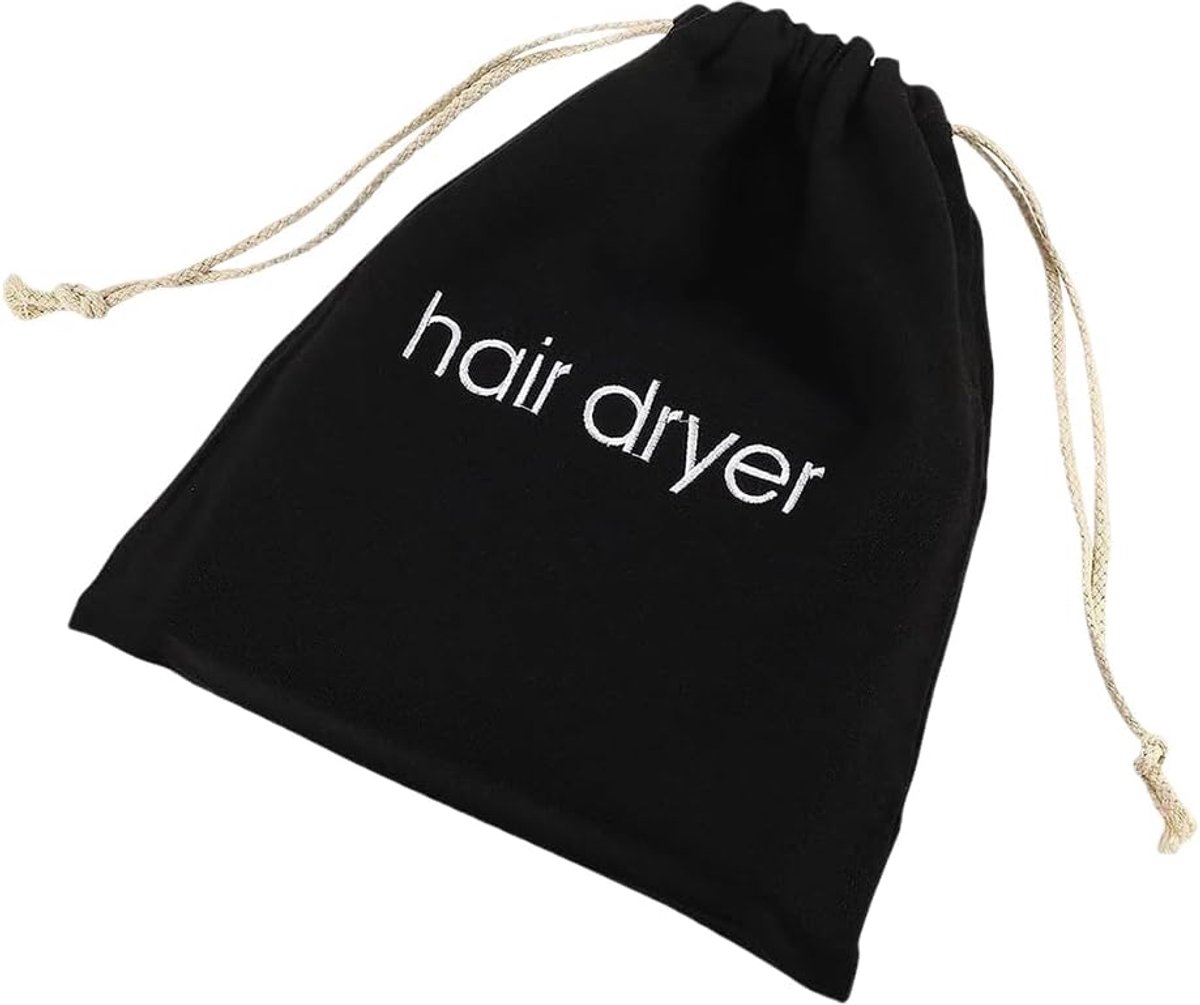 Haardroger opbergzak 30 x 34 cm - zwart - met koordsluiting - ideaal voor reizen - SnelShoppen