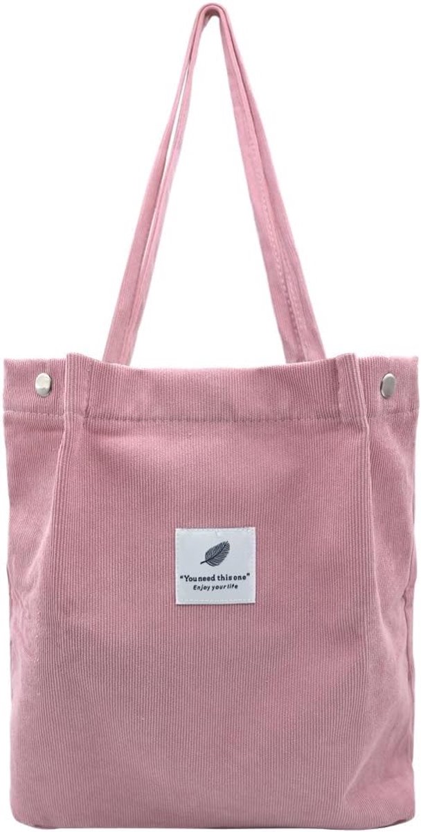 Tote Bag grote capaciteit - ribfluweel - kleurrijke lijnen - perfect voor dagelijks gebruik - SnelShoppen