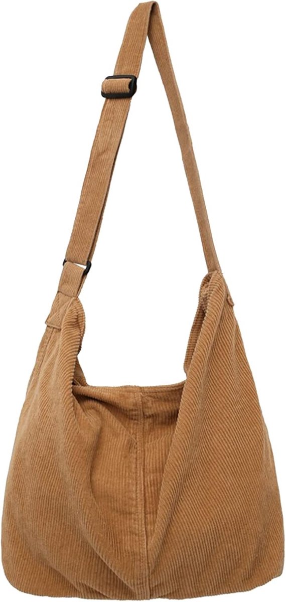 Schoudertas groot - corduroy - unisex - ideaal voor dagelijks gebruik - SnelShoppen