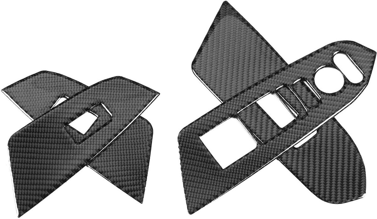 Raamschakelpaneel Bekleding - Raam Schakelaar Cover - Auto Interieur Decoratie - Echt Koolstofvezel - 4 Stuks - Zwart