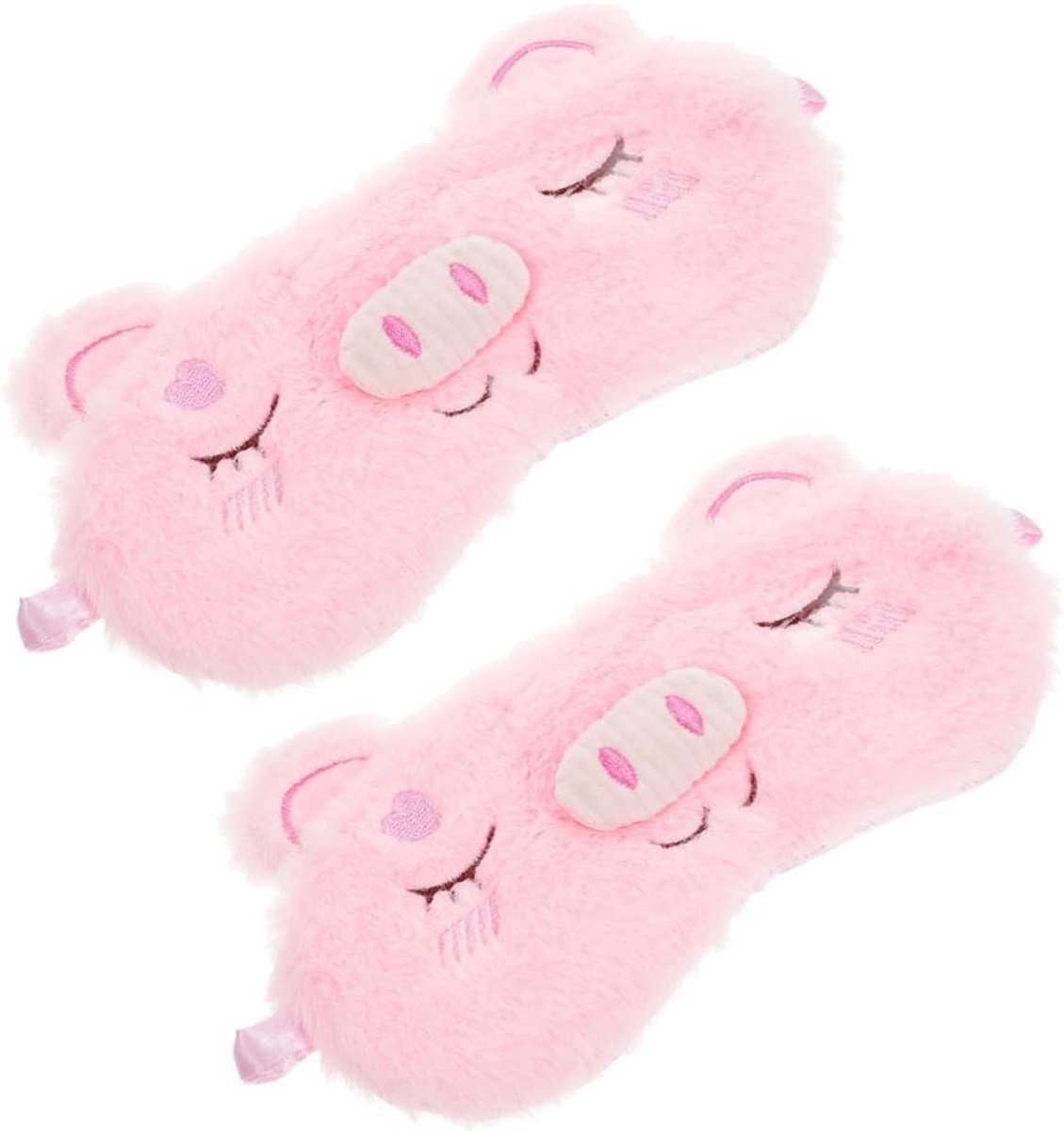Zachte Slaapmaskers - Reis Oogmasker - Licht Blokkeren - Schattig Dierontwerp - 2 Stuks - Roze