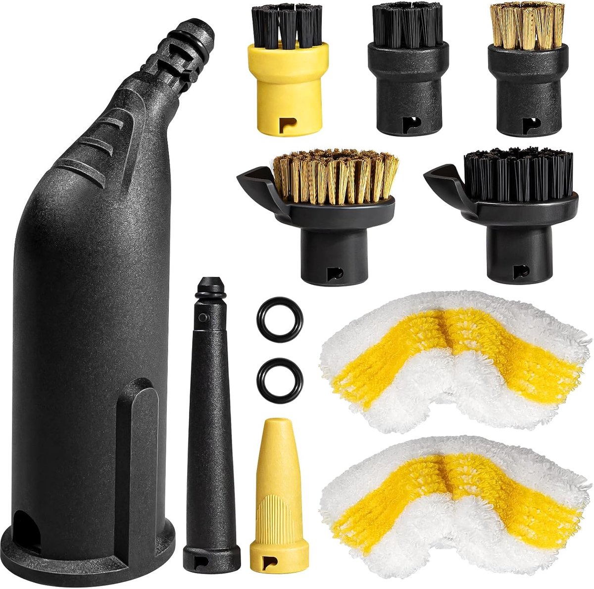 10 stuks voor Kärcher stoomreiniger, accessoires SC1, SC2, SC3, SC4, SC5, stoomreiniger, borstelset inclusief verlengd mondstuk, gebogen mondstuk, kleine ronde borstel, handmondstuk, microvezeldoek
