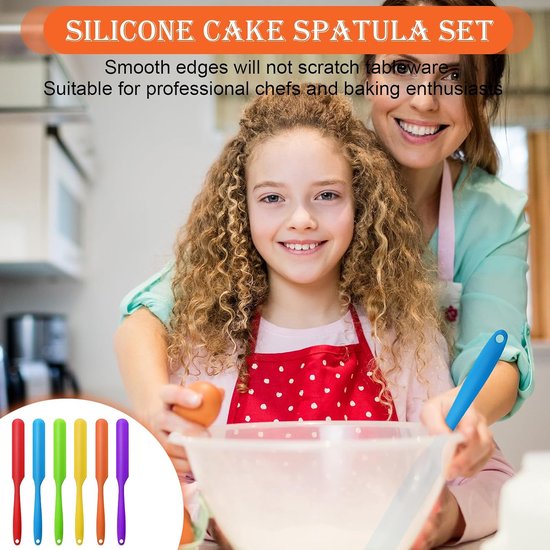 6 Stuks Siliconen Pot Spatel 6 Kleuren Kleine Siliconen Spatels Hittebestendige Cake Cream Boter Spatels met Lange Handvat Non-Stick Keuken Bakken Koken Craft Roeren Menggereedschap 9,45 × 0,79 × 0,7 — afbeelding 2