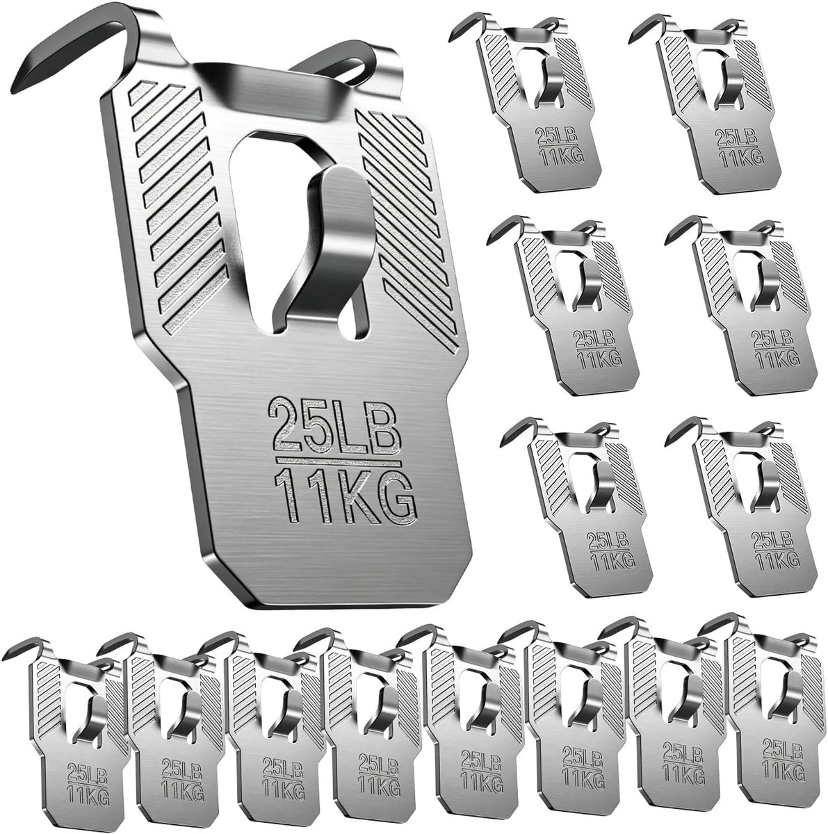 Ophanghaken voor Gipsplaat muren, 15 Stuks Heavy Duty Schilderij Ophangsysteem, 18 kg Draagkracht, Geen Spijkers Nodig, Zilver
