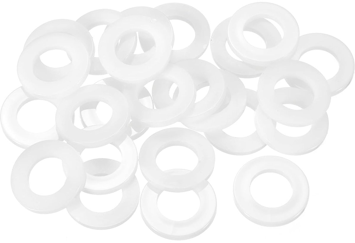 Platte schijven, 18 mm ID, 32 mm OD, 3 mm dik kunststof afstandhouders voor schroeven, bouten, tuinkraan, sanitaire reparatie, wit