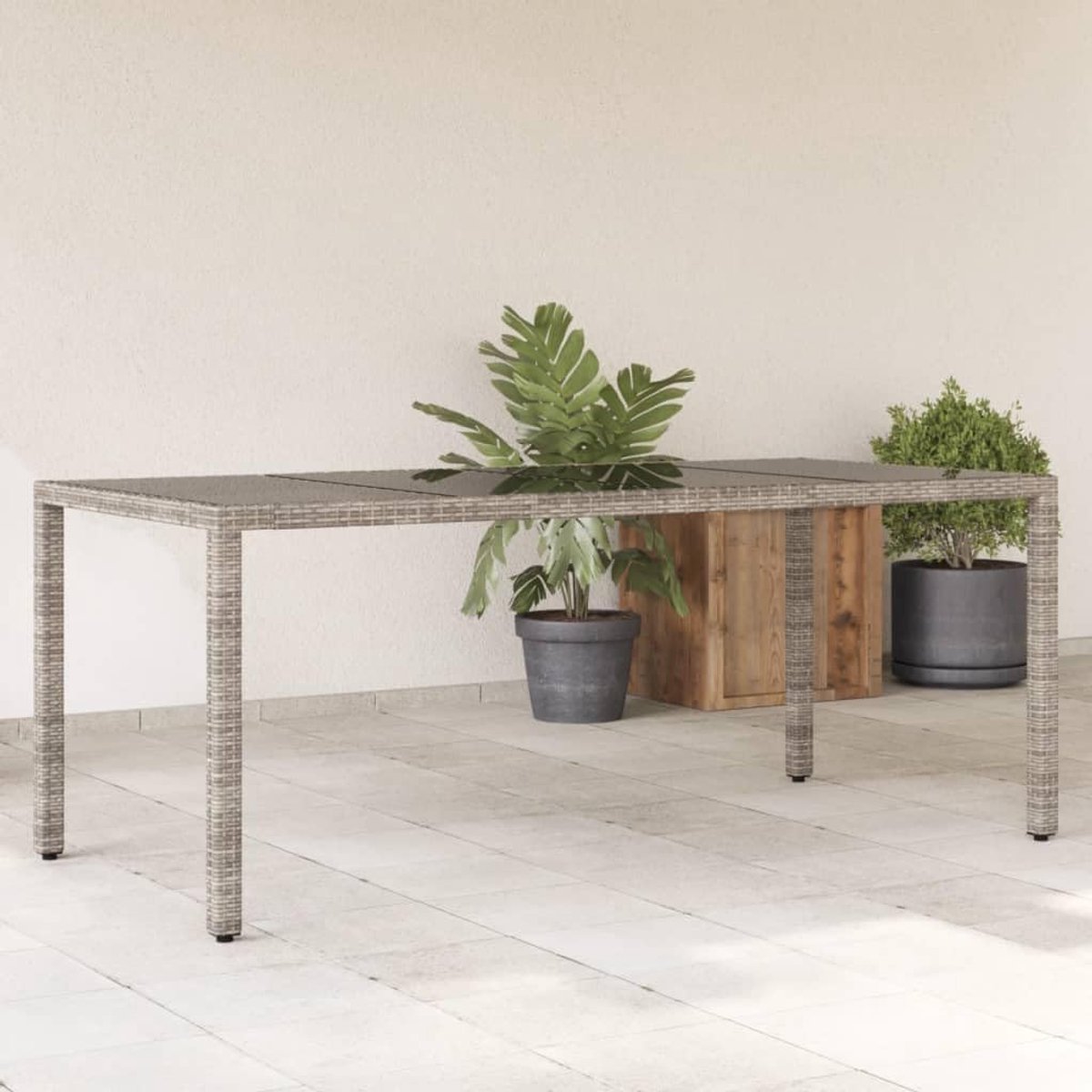 Tuintafel 190x90 cm - Grijs polyrotan - Elegant design - Makkelijk schoon te maken - SnelShoppen