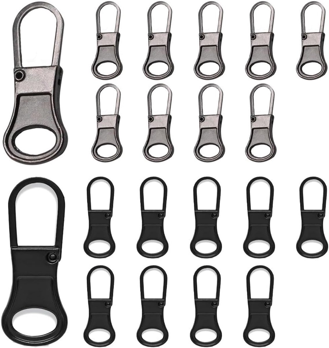 20 stuks ritssluitinghangers, ritssluiting voor ritssluiting, universele metalen ritssluiting, reparatieset, ritssluitingsverlenging