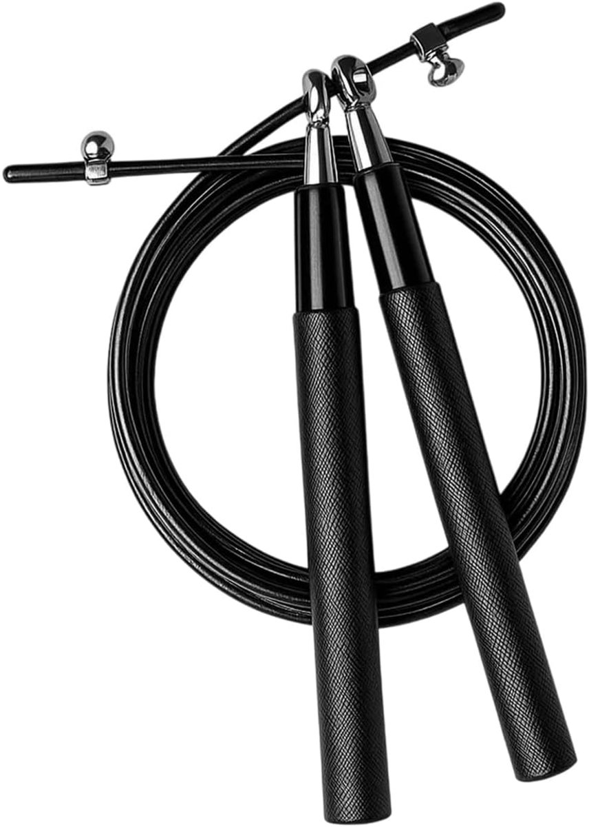 Springtouw voor volwassenen, verstelbaar touwspringen van 300 cm met staaldraad en antislip handgrepen, 360° fitness voor volwassenen, MMA