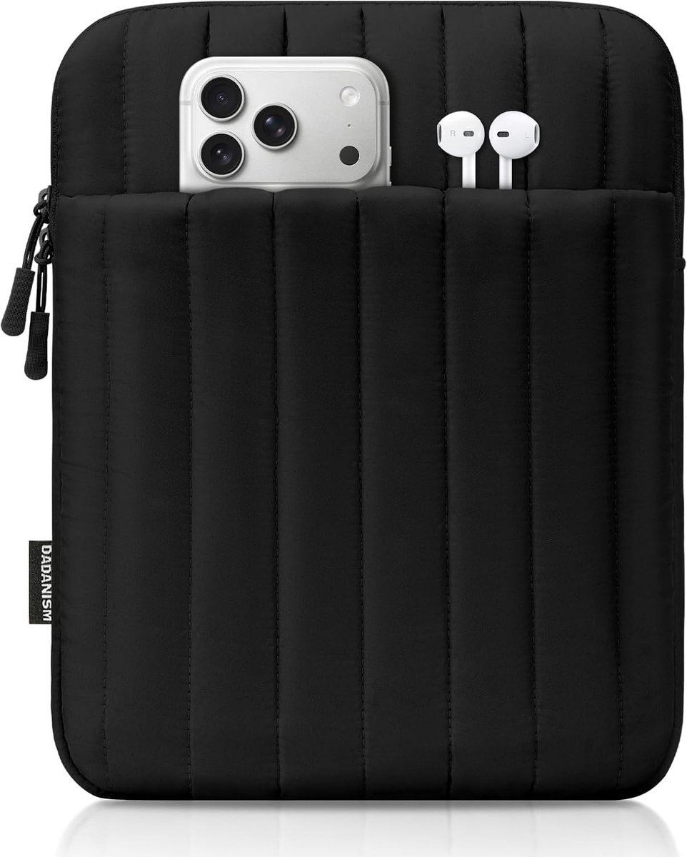 9-11 Inch Puffy Tablet Sleeve Bag Padded Carrying Case, Black | Fits iPad A16 11th Gen 11", iPad Air M4/Pro M5 11", iPad 10th Gen/Air 5 4 10.9", iPad 9/8/7th Gen 10.2", Galaxy Tab A11+ 11"