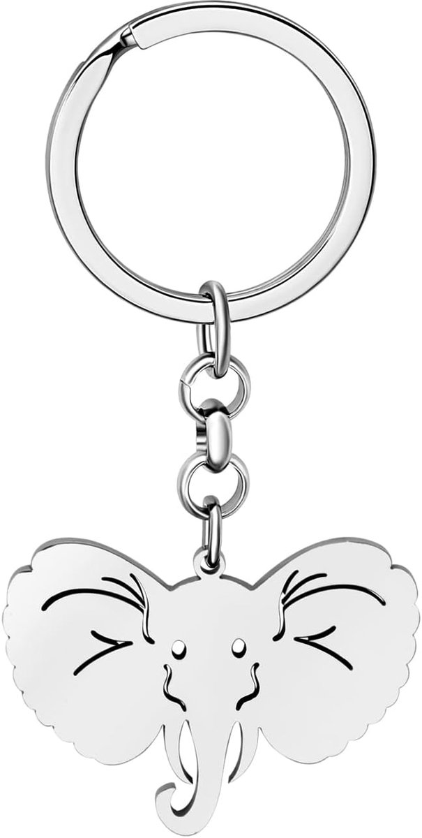 Sleutelhanger van roestvrij staal, Afrikaanse olifant, schattige sleutelhanger, diersieraden, cadeaus voor vrouwen en meisjes