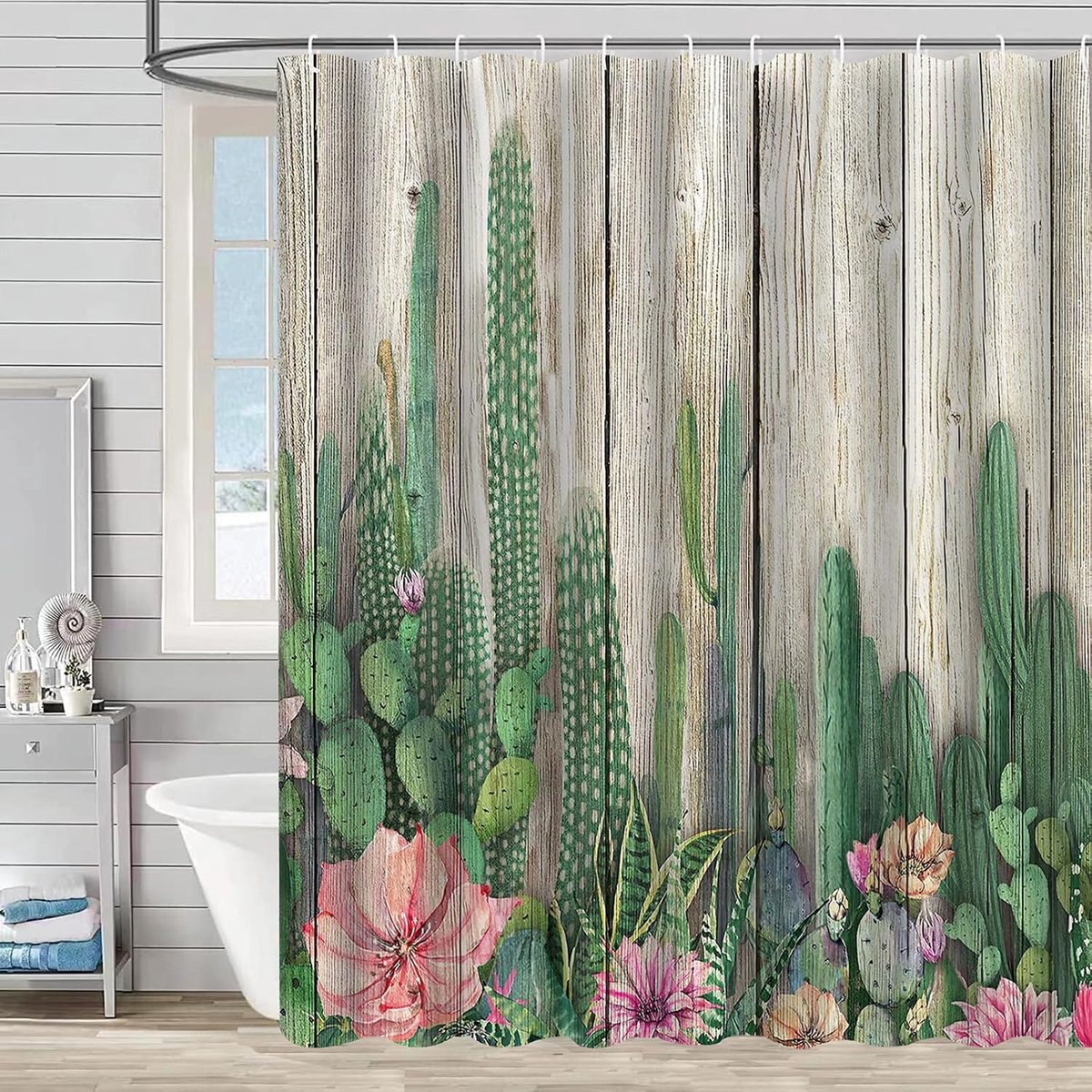 Douchegordijnen douchegordijn groene bladeren bloemen anti-schimmel waterdicht polyester stof wasbaar badkamergordijn met 12 haken voor badkamer 180B x 180H cm B8517