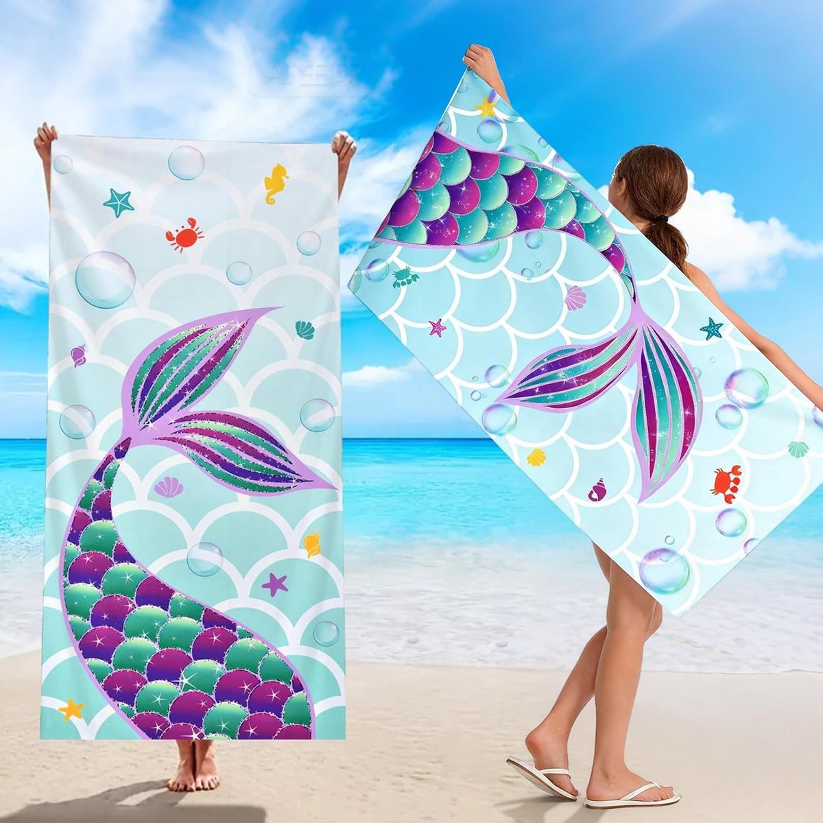 Strandhanddoek voor kinderen, 76 x 150 cm, microvezel badhanddoek kinderen, handdoeken badhanddoek meisjes, strandhanddoeken voor zwemmen, strand, sauna, fitnessstudio, reizen