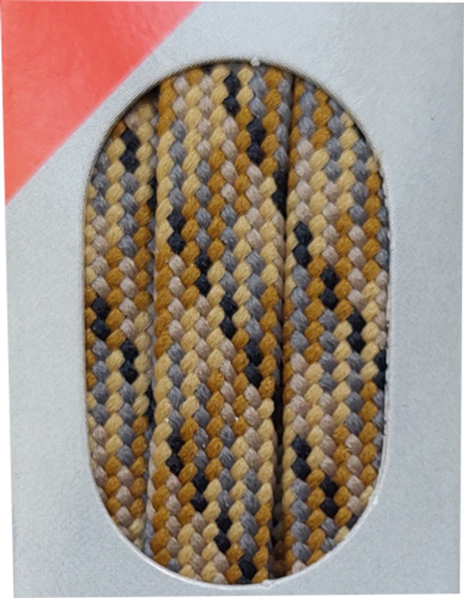 Bob Veter - Beige/Bruin/Grijs/Zwart - Plat - Lengte 150 cm - Breedte 9 mm - Bergschoen - Wandelschoen - Schoenveter