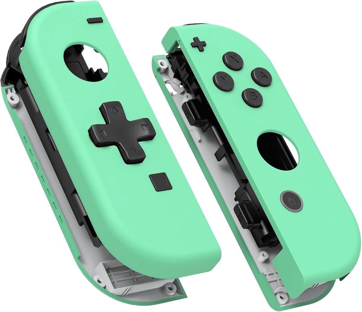 EXtremeRate Soft Touch Muntgroen Joycon Handheld Controller-Behuizing (D-Pad-Versie) met Volledige set Knoppen, Doe Het Zelf Vervangende Hoes voor Switch & Switch OLED Joy-Con - Console Shell NIET Inbegrepen