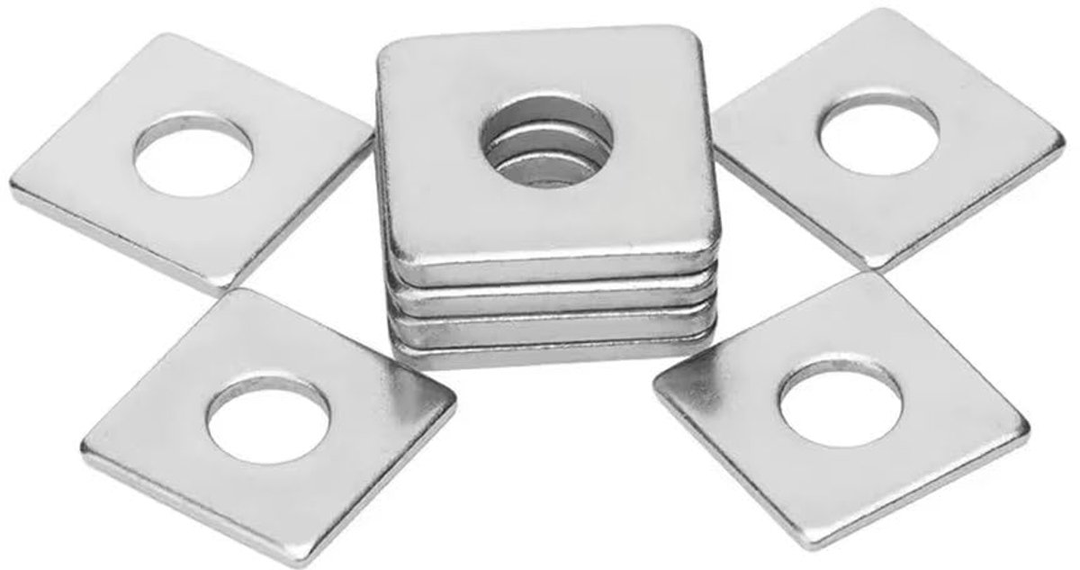 Ringen, vierkante sluitringen, 304 roestvrij staal, vierkante sluitringen, M8 x 25 x 2 mm (10 stuks)
