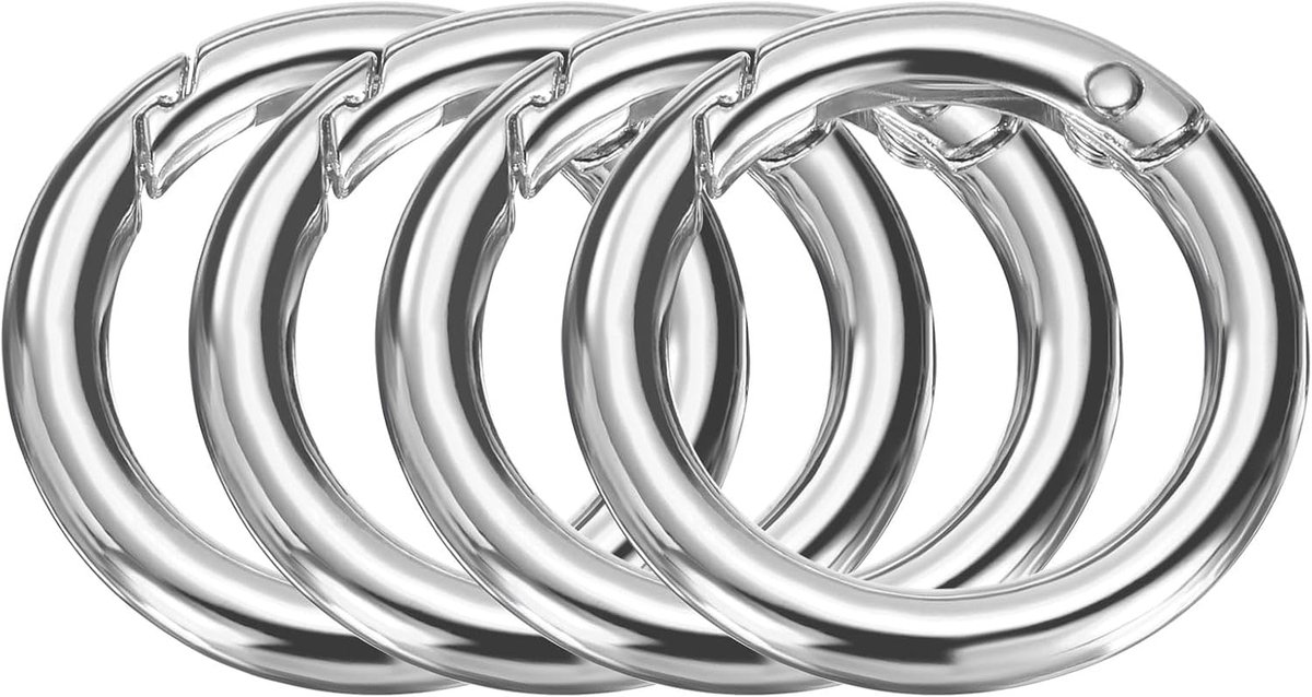Veerringen van metaal, 1 inch veerkarabijnhaak voor sleutels, ronde ring met klikclip voor sleutelhanger, tas, handtas, zilverkleurig