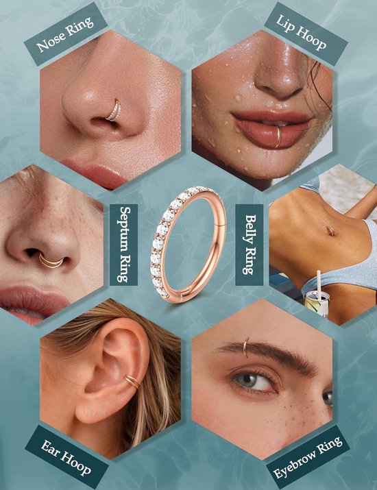 Ringen 18G, Neusring Roestvrij Staal, Helix Ringen, Daith Rings, Septum Ringen, Conch Ring, Rook Rings, Nose Ring Piercing voor Dames Heren Goud Zilver Kleur 8 mm 10 mm — afbeelding 5