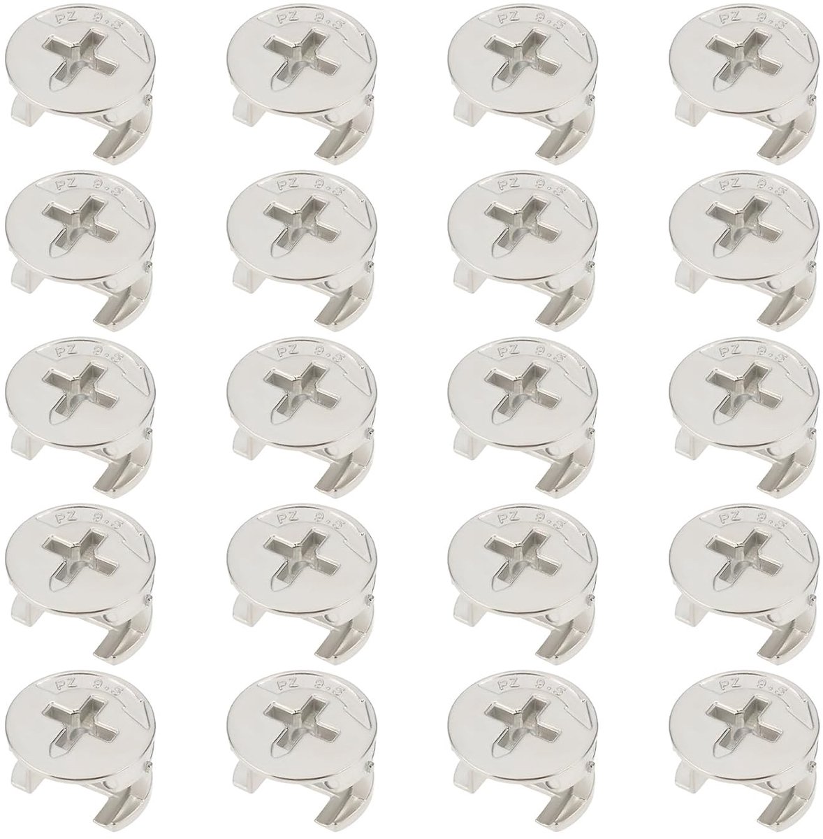 20 stuks Meubel cam schroeven 110630 excentrische cam slot moeren 14,3 * 9,3mm vervanging compatibel IKEA meubels zilver