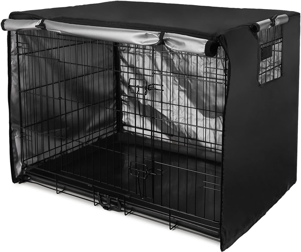 Hondenkooi Cover - Dubbele Deur, Licht, 420D Polyester, Indoor en Outdoor Bescherming, Zwart, 36 Inches | Waterdicht duurzaam en licht, 420D dubbele deur krat cover, bescherming binnen en buiten van de hondenkooi