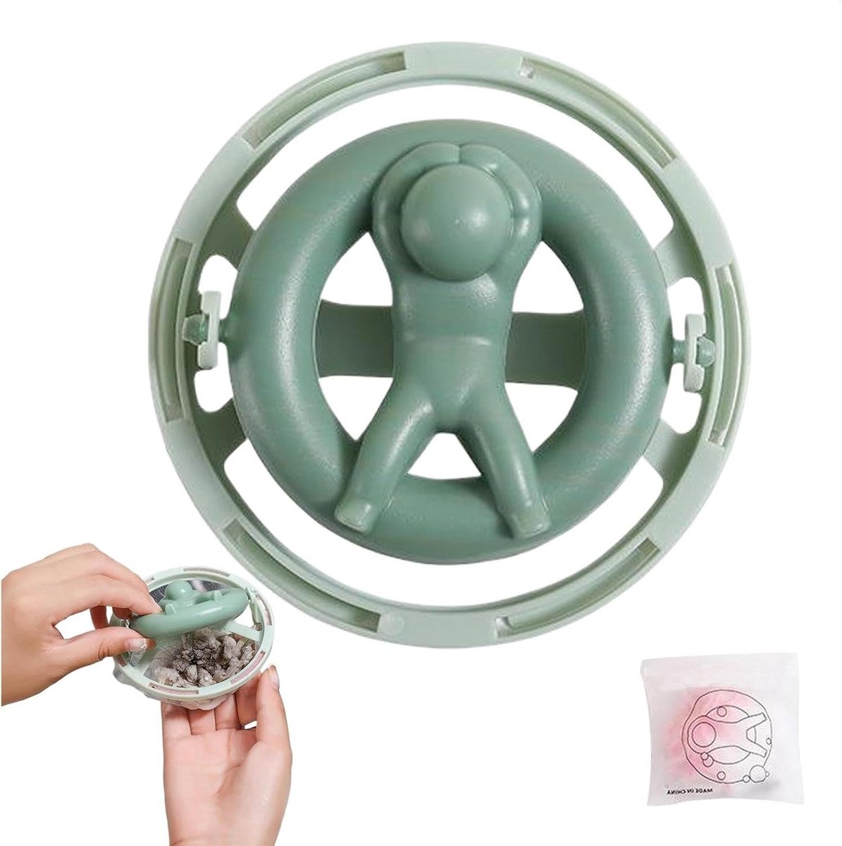 Wasballen Haarvanger - Pluisvanger Wasmachine - Kleding Reinigen - Herbruikbaar PP Materiaal - 10 x 10 x 4 cm - Groen