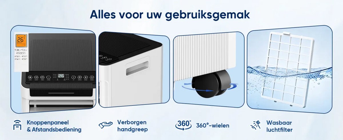Humhold Mobiele Airco 9000 BTU 3-in-1 met Slaapmodus - afbeelding 3