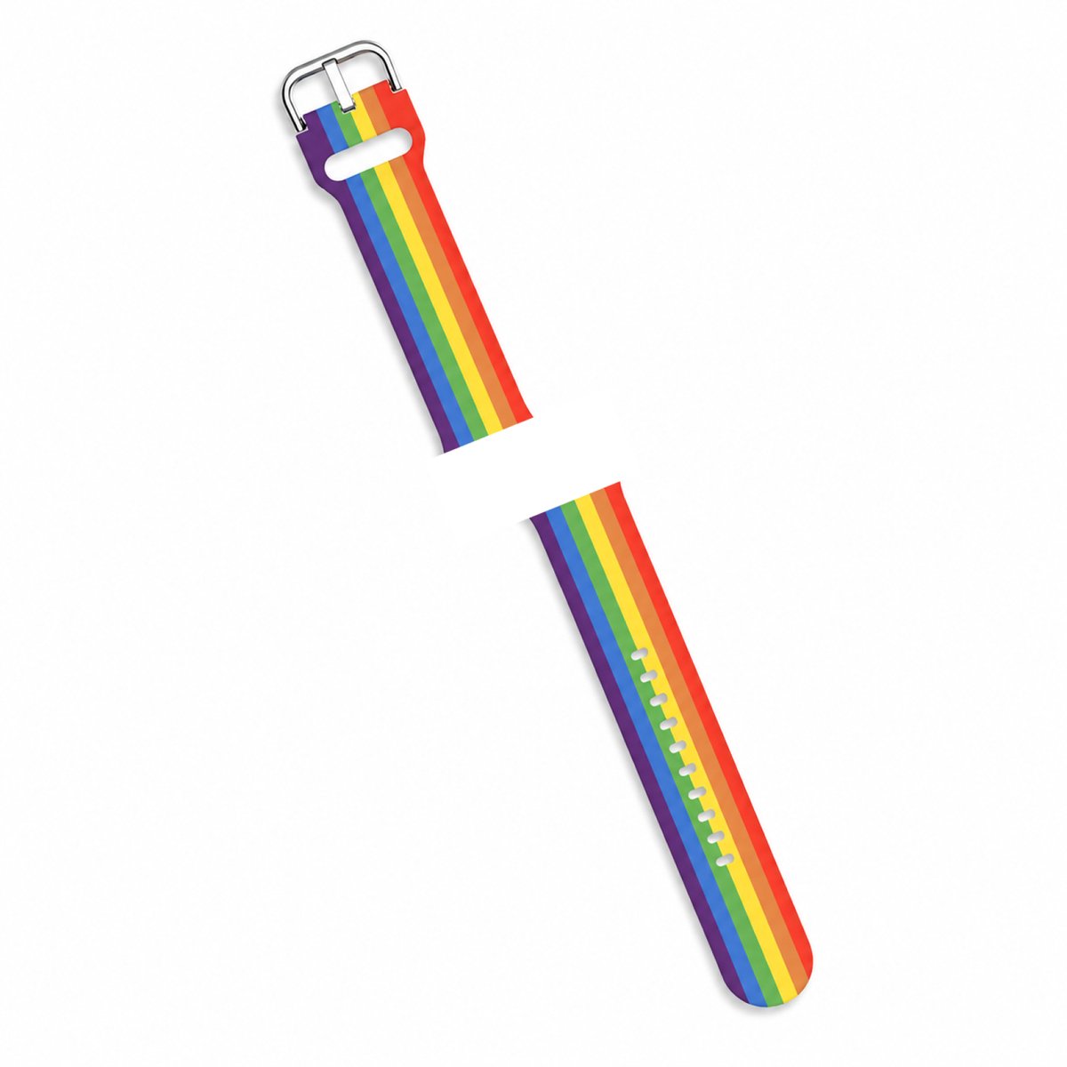 Horlogebandje - siliconen - 20mm - regenboog - met handige aanbrengpin