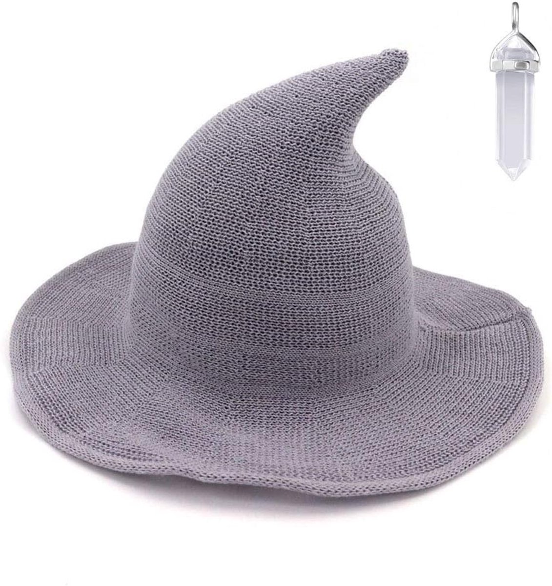 Heksenhoed voor Halloween,Harry Potter Heksenhoed Opvouwbare,Carnaval Cosplay Cap met Witte Kristallen Ketting,Themafeest Tovenaarshoed,Puntmuts Hoofddeksel heksen accessoire,Duurzame Heksenpet