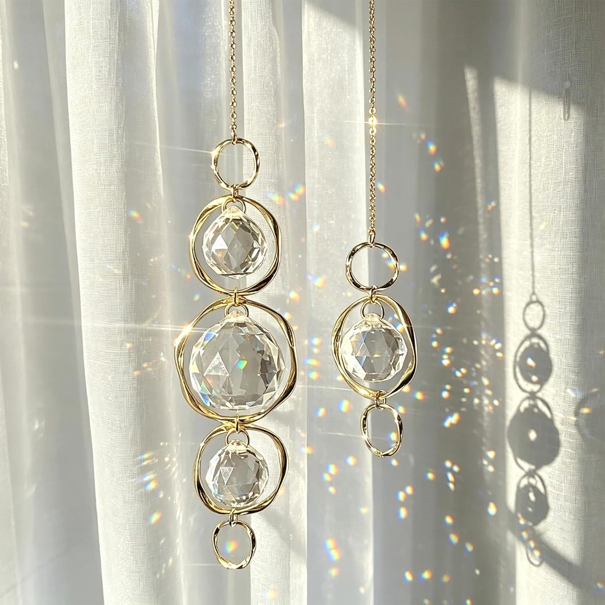 Zonnevangers, raamdecoratie, hangende suncatcher, kleurrijke lichtspellen, handgemaakt, geschikt voor balkon, tuin, Kerstmis