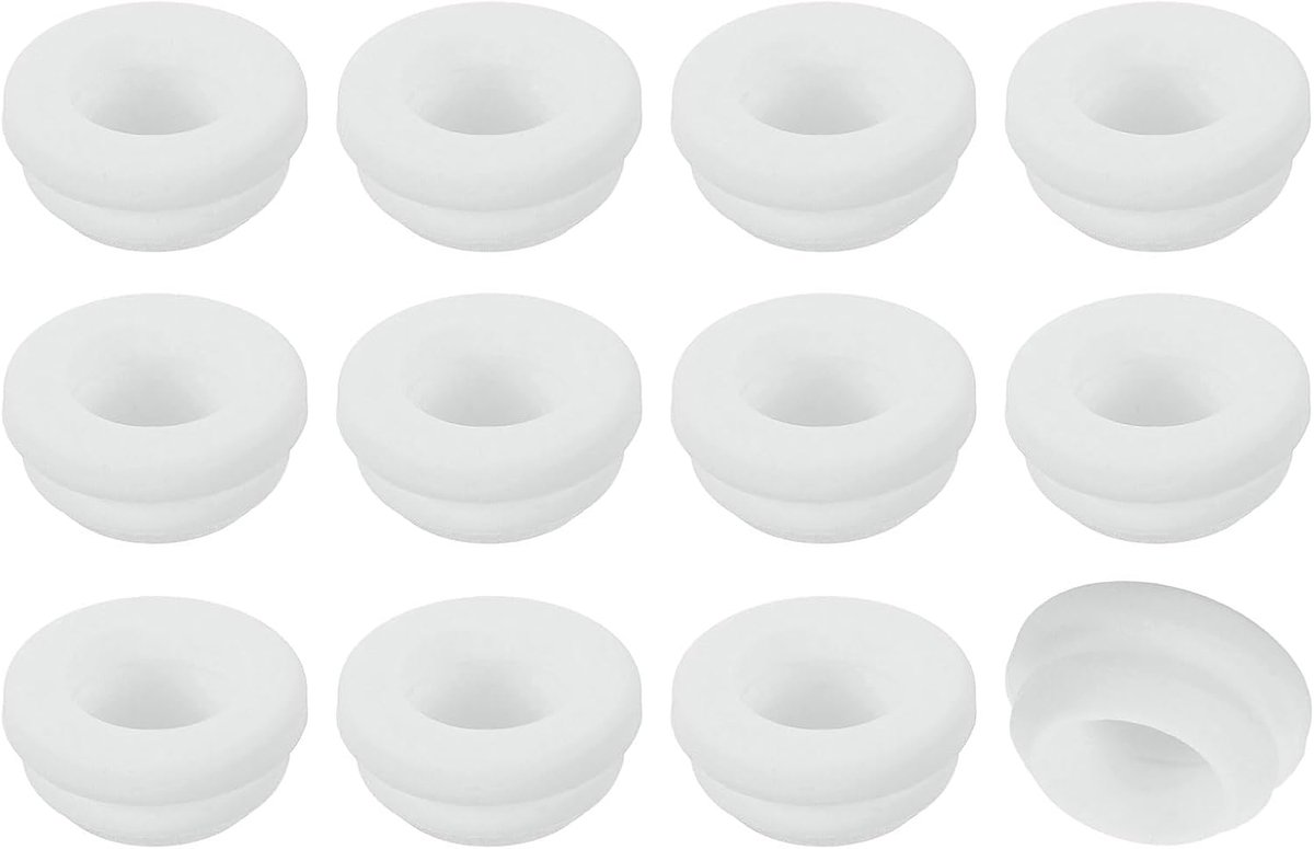 24 stuks rubberen ogen, ID-schijvenset, 10 mm, montagediameter 13 mm, brandwerende gatstoppers, voor bekabeling van elektrische behuizing, wit