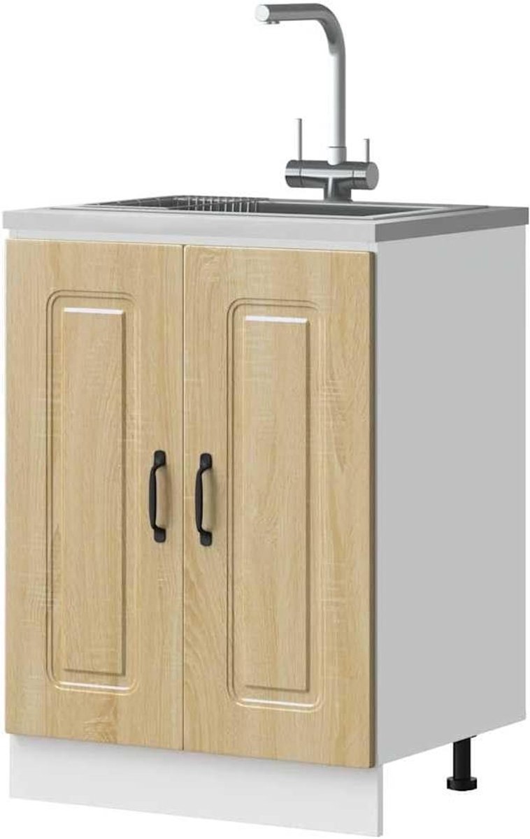 Onderkast spoelbak - Keukenmeubel - Keuken organiseren - Verstelbare poten - 60x46x815 cm - Sonoma eiken