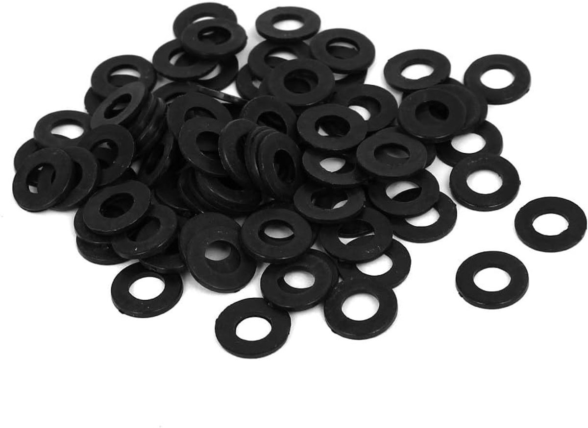 Sourcingmap M5 x 10mm x 1mm Nylon Plat Isolerende Wasmachines Pakkingen Spacers Zwart 100PCS