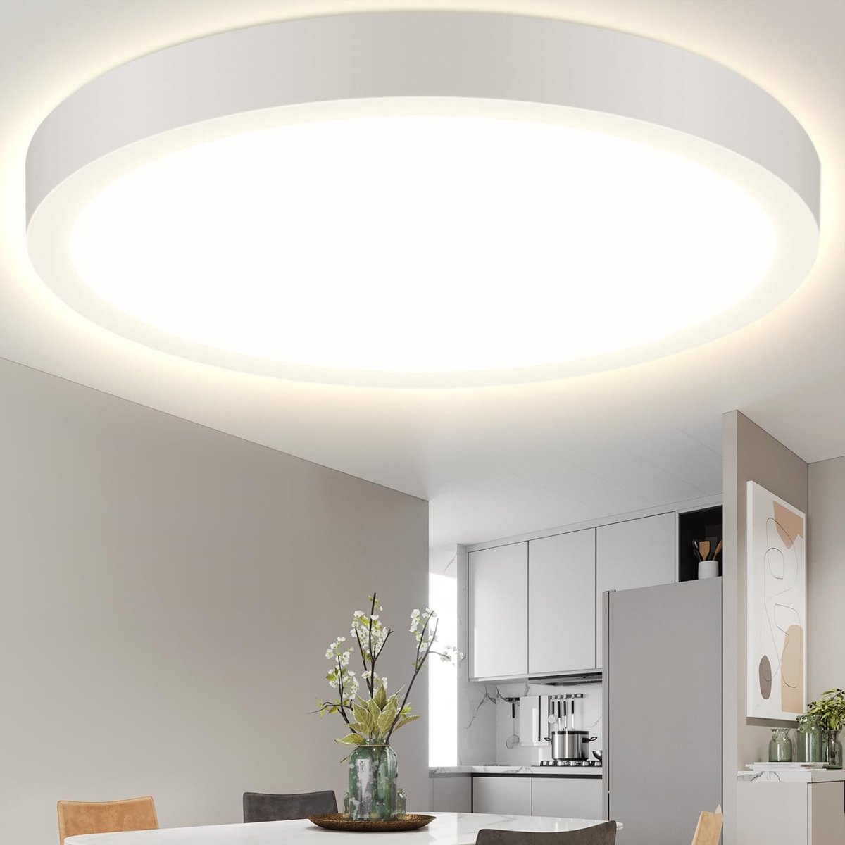 LED Plafondlamp,24W gelijk aan 162W gloeilamp, Slaapkamerlamp,2700 lm,Natuurlijk licht 4000K, voor slaapkamer, woonkamer, kinderkamer, diameter 28.5 cm